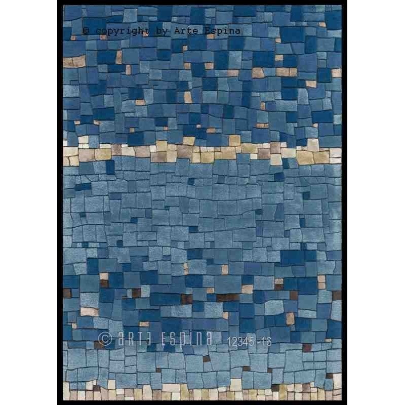 Tappeto moderno Grid Arte Espina blue lana 8036-53