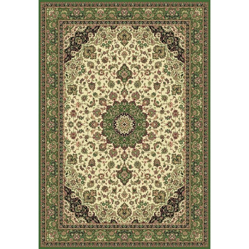 Tappeto persiano Isfahan classico medaglione crema-verde 12217