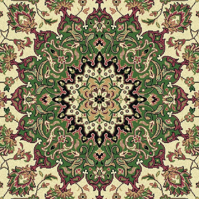 Carpet classico Isfahan classico medaglione crema-verde 12217
