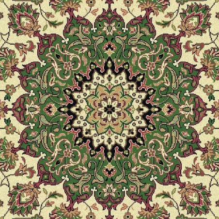 Tappeto persiano Isfahan classico medaglione crema-verde 12217