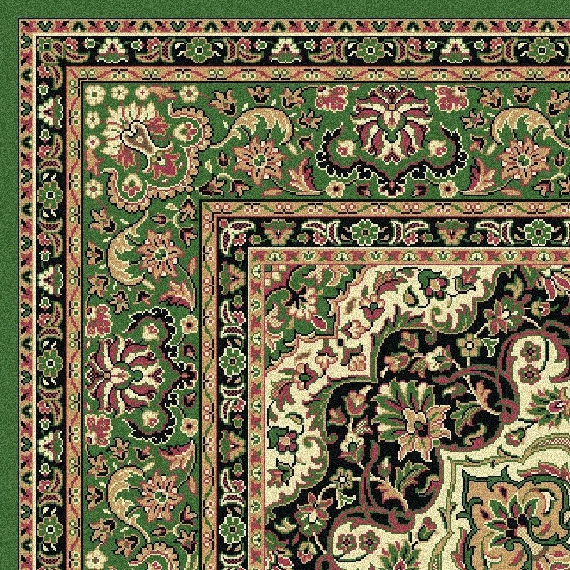 Tappeto persiano Isfahan classico medaglione crema-verde 12217