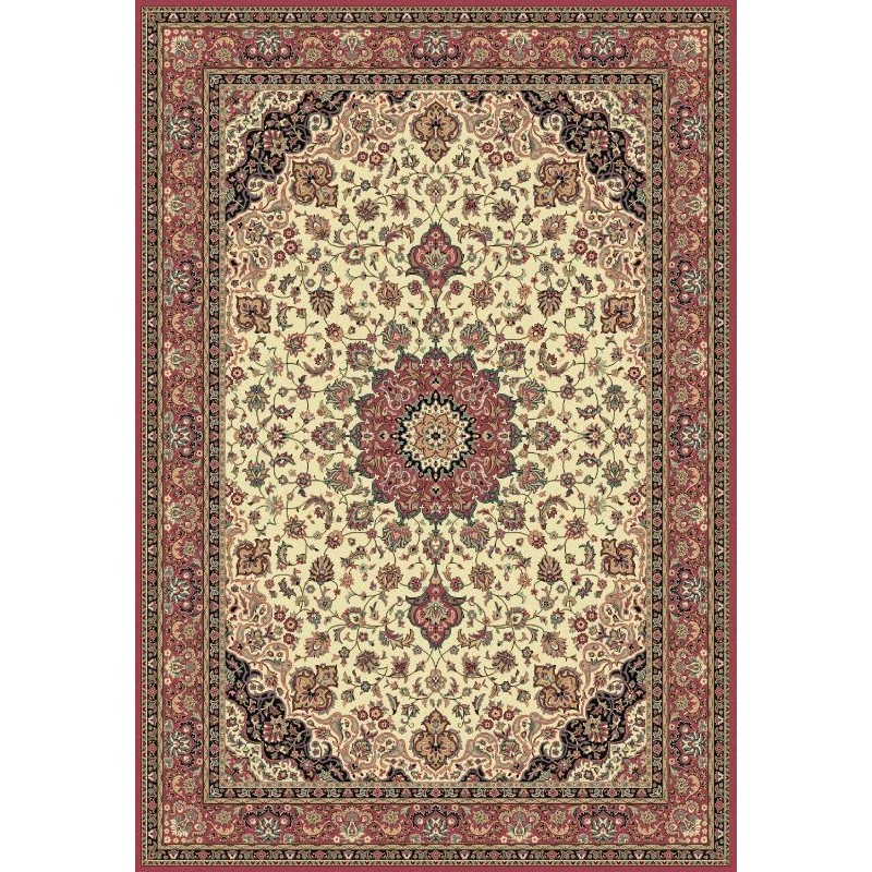 Tappeto persiano Isfahan classico medaglione crema-rosa 12217