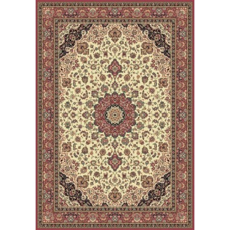 Tappeto persiano Isfahan classico medaglione crema-rosa 12217