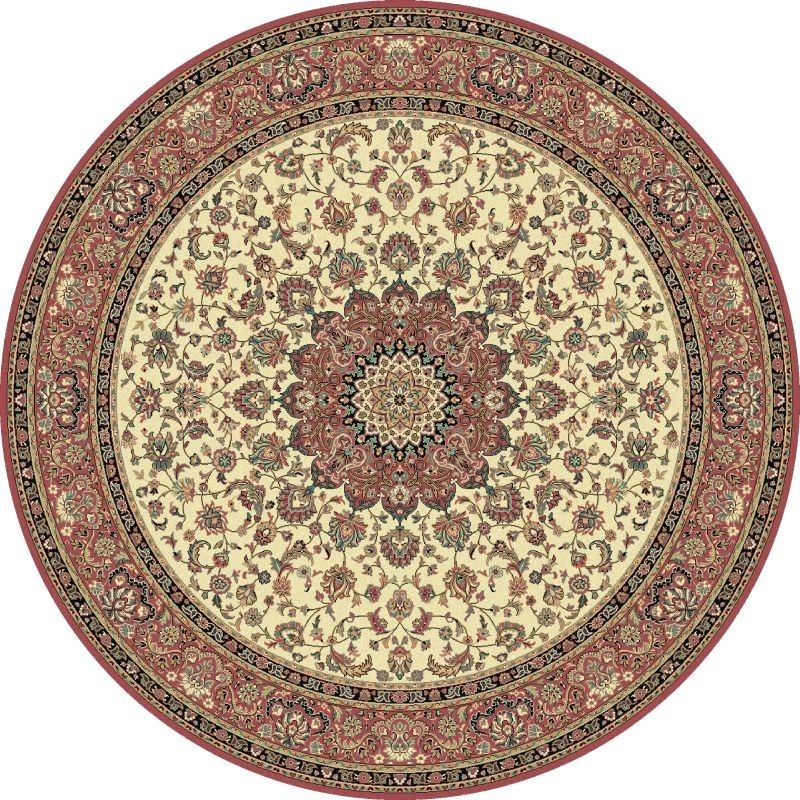 Carpet classico Isfahan classico rotondo medaglione crema-rosa 12217