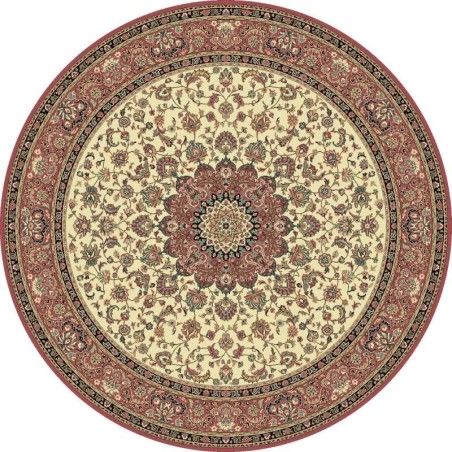 Carpet classico Isfahan classico rotondo medaglione crema-rosa 12217