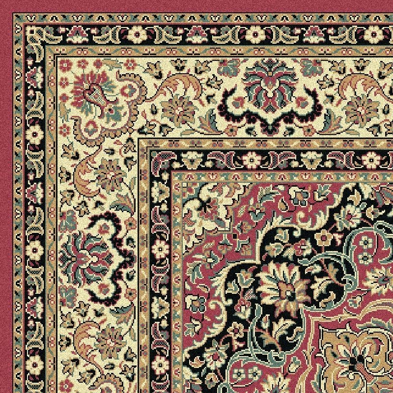 Tappeto persiano Isfahan classico medaglione rosa 12217