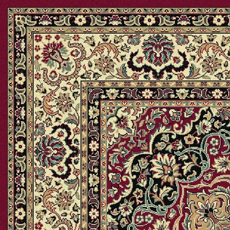 Carpet classico Isfahan classico medaglione rosso 12217