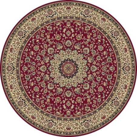 Tappeto persiano Isfahan classico rotondo medaglione rosso 12217