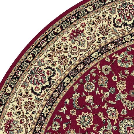 Tappeto persiano Isfahan classico rotondo medaglione rosso 12217