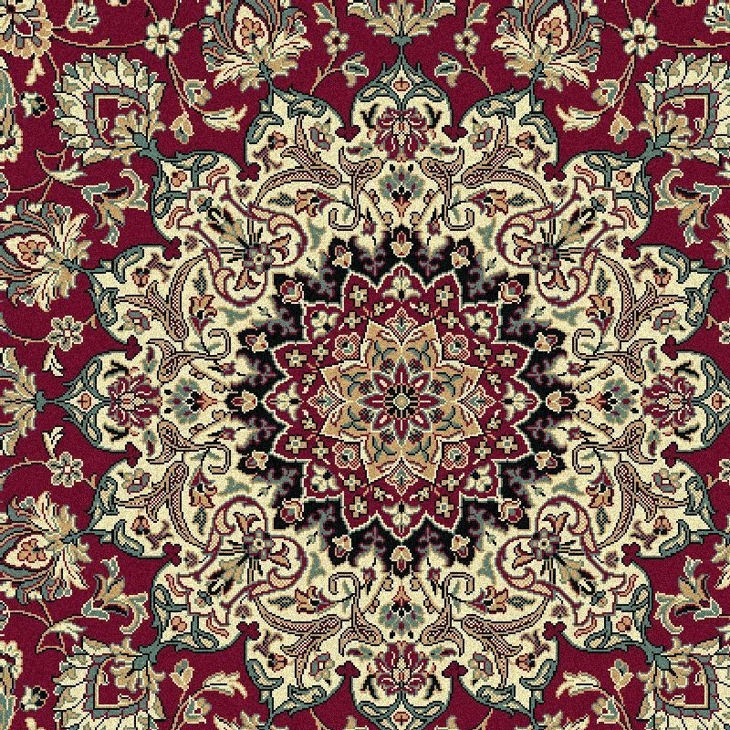 Tappeto persiano Isfahan classico rotondo medaglione rosso 12217