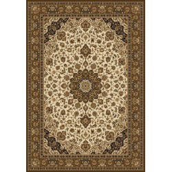 Tappeto persiano Isfahan classico medaglione crema-marrone 12217