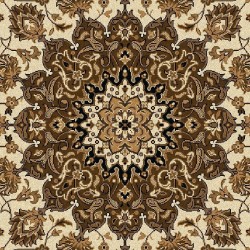 Tappeto persiano Isfahan classico medaglione crema-marrone 12217 2