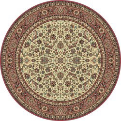 Tappeto persiano Tabriz classico rotondo floreale crema-rosa 13720