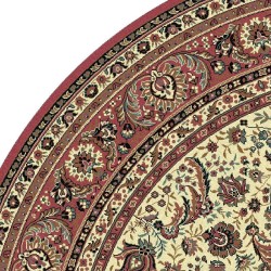 Tappeto persiano Tabriz classico rotondo floreale crema-rosa 13720 2