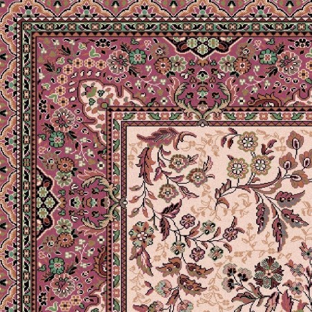 Carpet classico Isfahan lana crema-rosa 1236