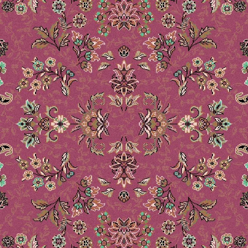 Carpet classico Isfahan lana rosa 1236