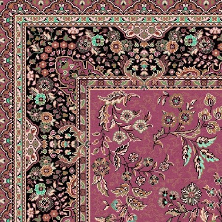 Carpet classico Isfahan lana rosa 1236