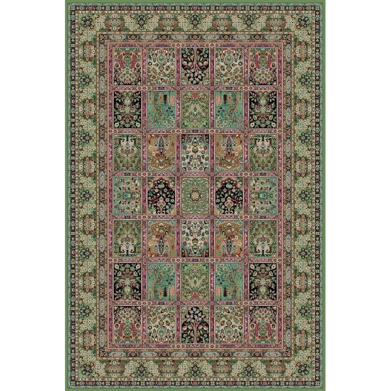 Tappeto persiano Qum formelle lana verde 1258
