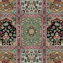 Carpet classico Qum formelle lana verde 1258 2