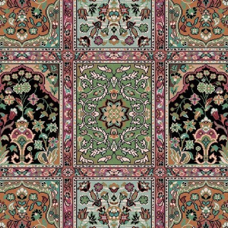 Carpet classico Qum formelle lana verde 1258