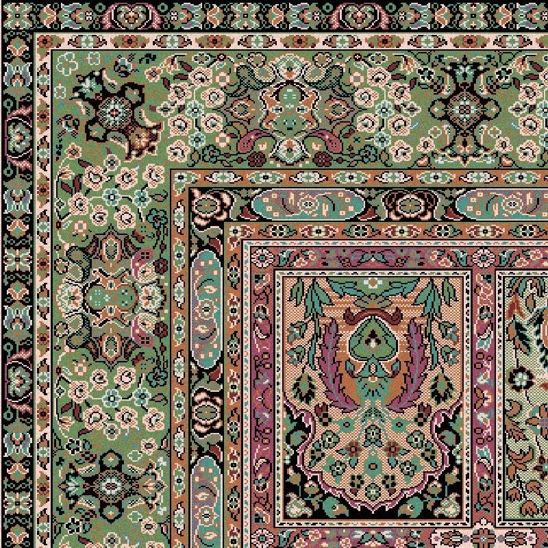 Carpet classico Qum formelle lana verde 1258