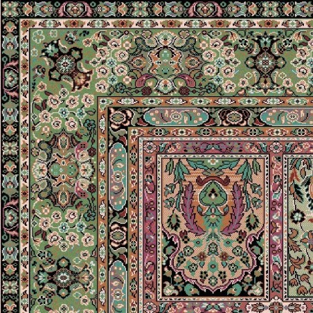 Carpet classico Qum formelle lana verde 1258