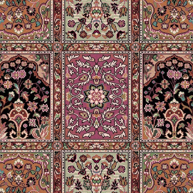 Carpet classico Qum formelle lana rosa 1258