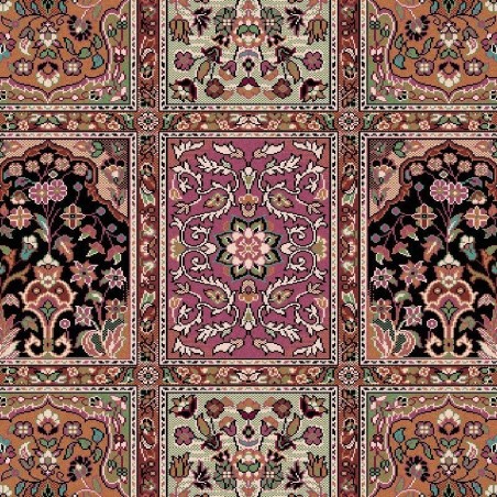 Tappeto persiano Qum formelle lana rosa 1258