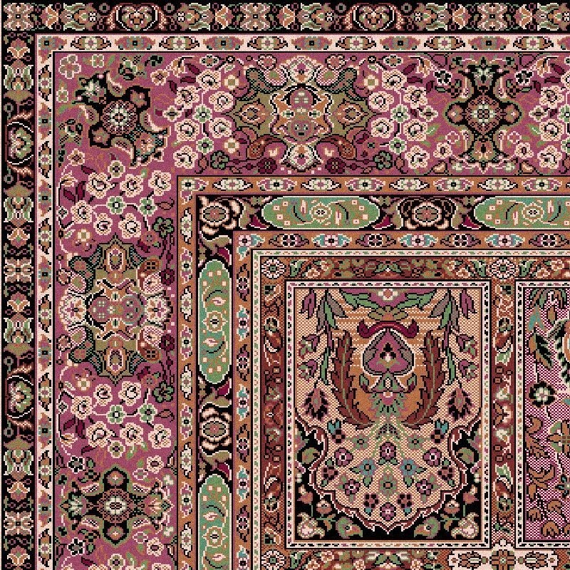 Tappeto persiano Qum formelle lana rosa 1258