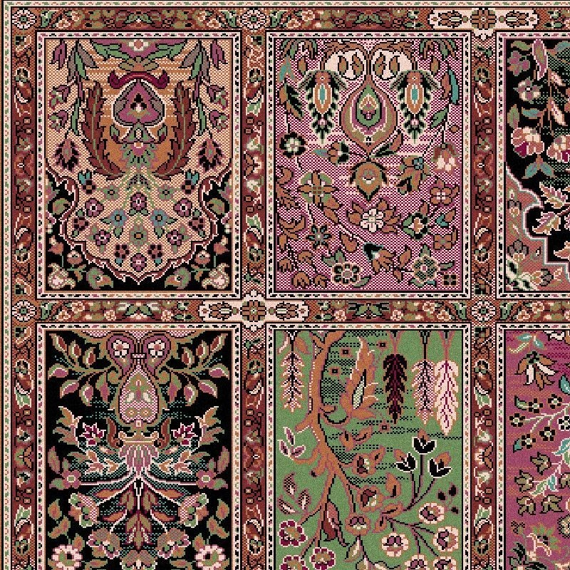 Tappeto persiano Qum formelle lana rosa 1258