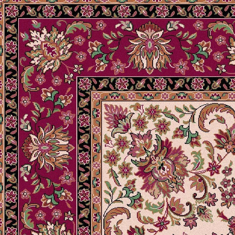 Carpet classico Isfahan lana crema-rosso 1276-680