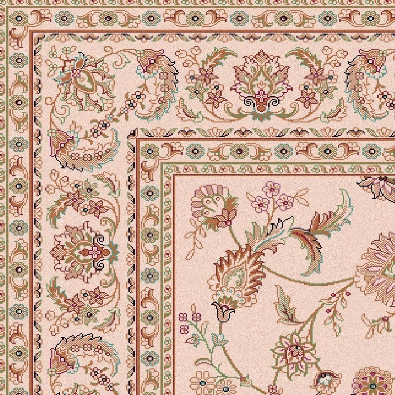 Carpet classico Isfahan lana crema-terra cotta 1277-694