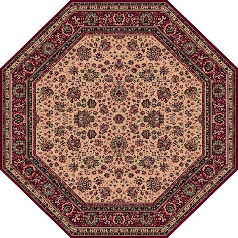 Carpet classico Tabriz fine lana ottagonale beige-rosso 1516-505