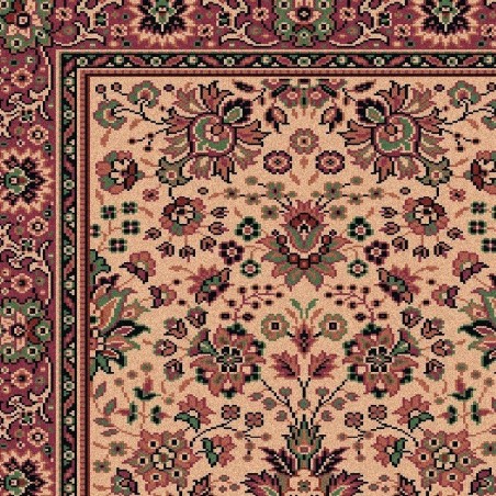 Carpet classico Tabriz fine lana passatoia crema-rosa 1561-515