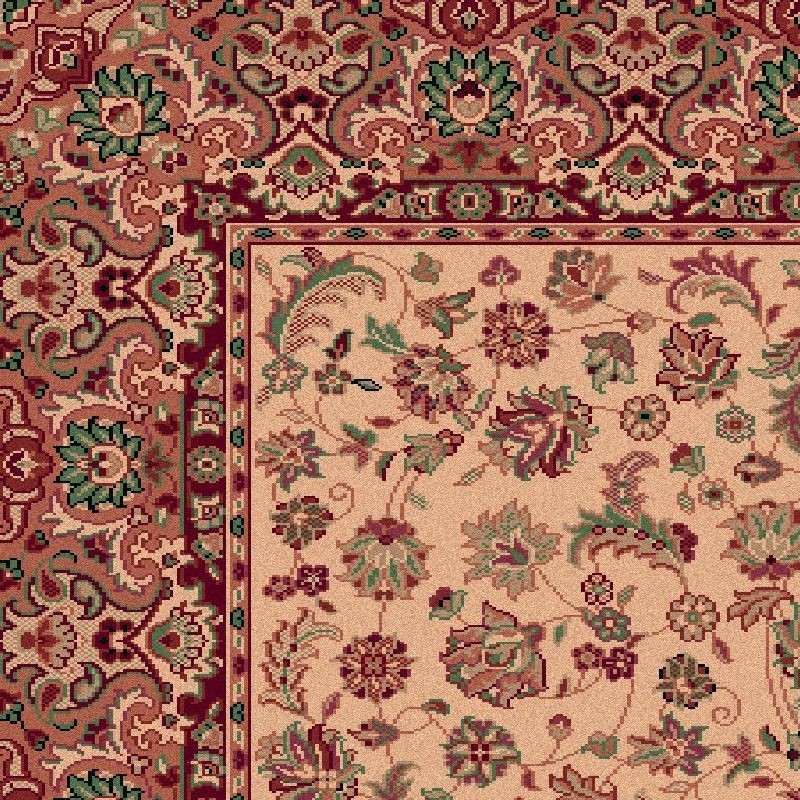 Carpet classico Qum fine lana crema-rosso 1639