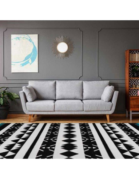 tappeto Arte Espina BROADWAY 400 BIANCO NERO TURCHESE