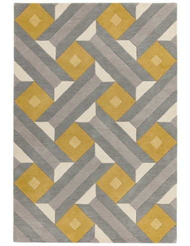 tappeto design Reef Rf01 Motif Ochre Grey con cuscino gemello giallo/oro/rame/mattone