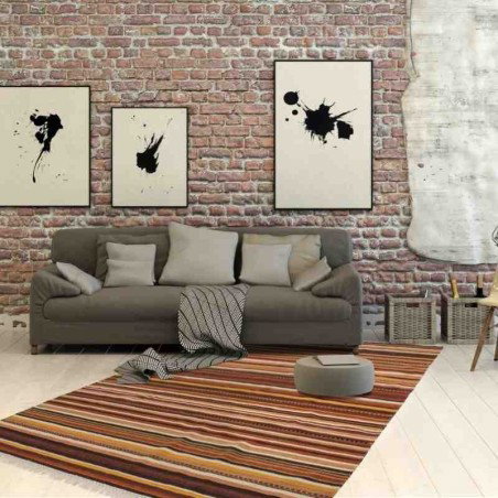 tappeto geometrico Kilim 791 marrone lana