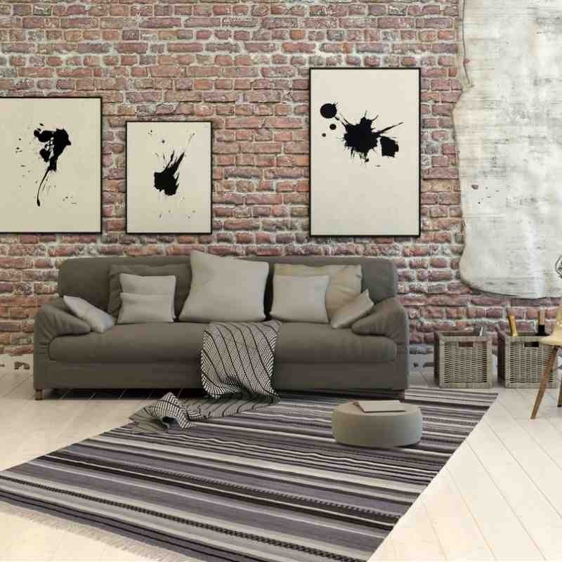 tappeto geometrico Kilim 791 grigio lana