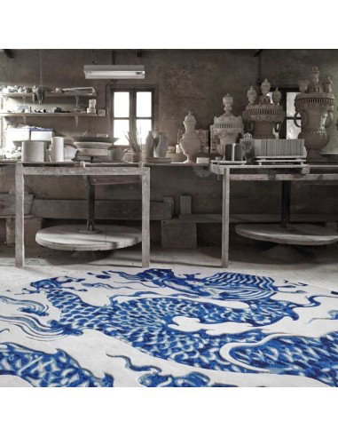 tappeto moderno GAN Chain Stitch Blue China White