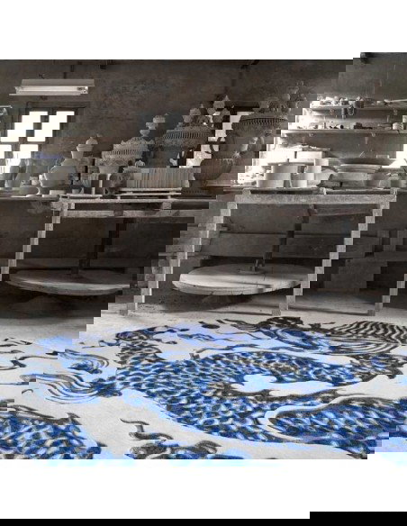 tappeto moderno GAN Chain Stitch Blue China White