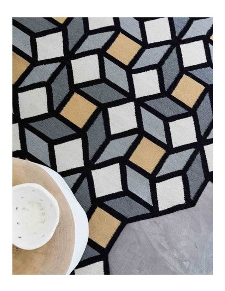 tappeto moderno GAN Parquet Rhomb Yellow Small