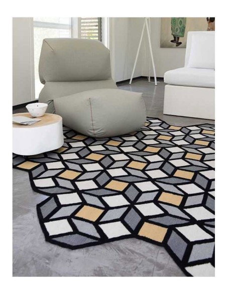 tappeto moderno GAN Parquet Rhomb Yellow Small