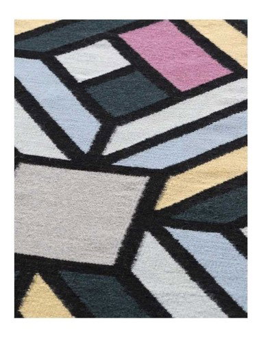 tappeto moderno GAN Parquet Tetragon Blue Small