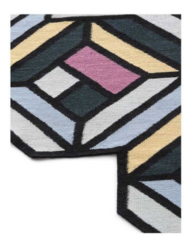tappeto moderno GAN Parquet Tetragon Blue Small