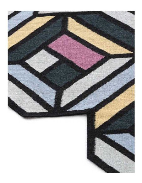 tappeto moderno GAN Parquet Tetragon Blue Small