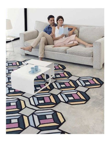 tappeto moderno GAN Parquet Tetragon Blue Small