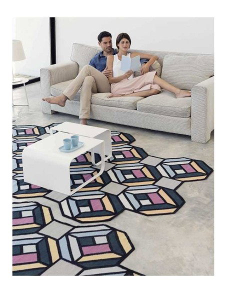 tappeto moderno GAN Parquet Tetragon Blue Small