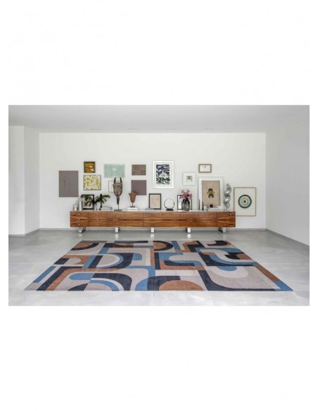 tappeto moderno Louis De Poortere Module Camel Blue 9196