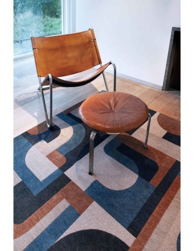 tappeto moderno Louis De Poortere Module Camel Blue 9196